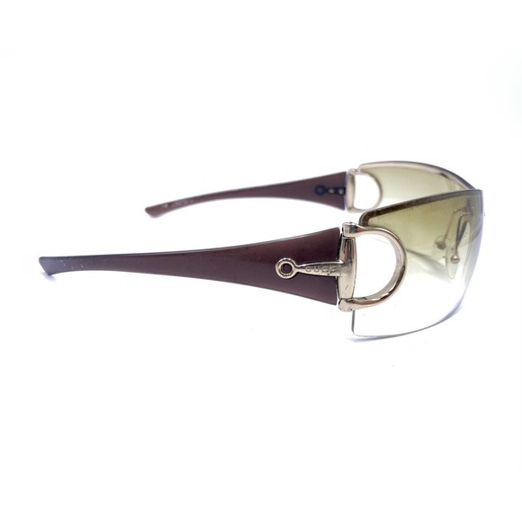 Gucci GG 2712/S BFE Gold Brown Wrap Shied Sunglasses Yellow Lens 115 Italy Women - Picture 4 of 12